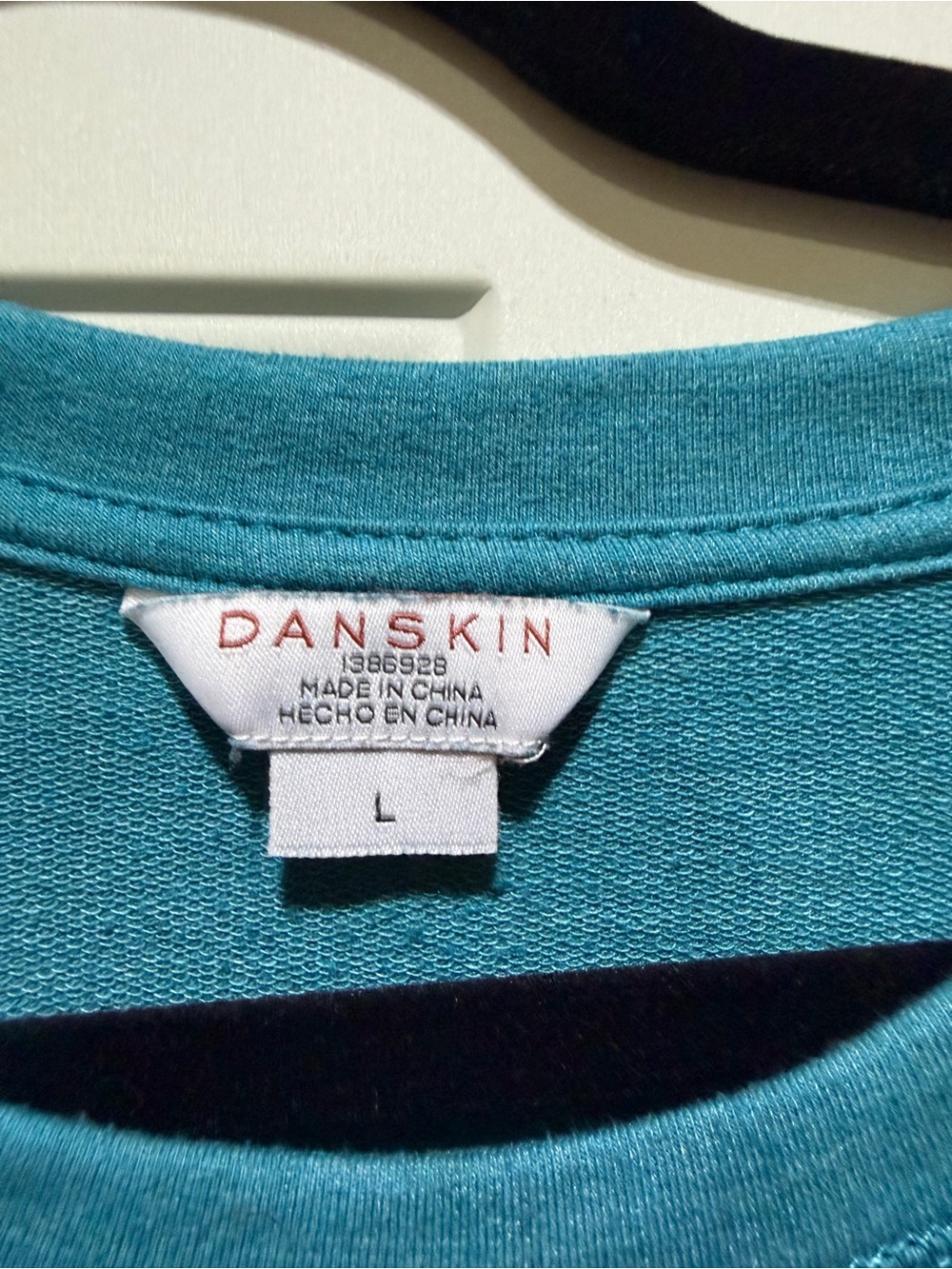 Danskin Teal Crewneck Long Sleeve Top - Picture 2 of 3
